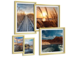 Conjunto De Pinturas Paisagens Água Vegetação Trilha Espelharte (5 Peças)