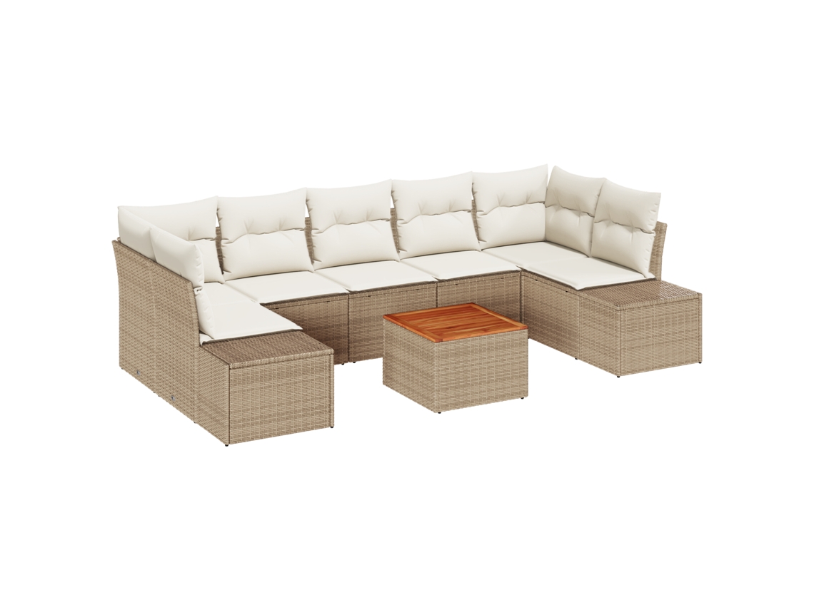 Conjunto 8 Conjunto De Sofás Para Exterior Vidaxl Bege Vime Pe (289 X 154 X 69 Cm)
