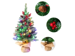 Árvore de Natal mini de 18 polegadas com luzes, bolas, pinhas e enfeites LAXISCREED