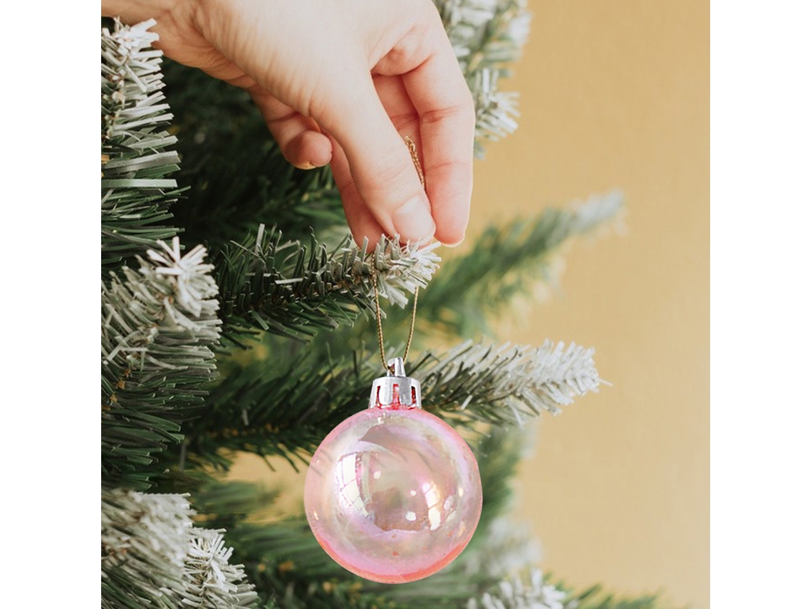 Bola De Natal 6cm Branca Multicolorida Eoocoo
