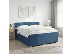 Vidaxl Cama Box Spring Com Colchão Azul 160 X 200 Cm Tecido
