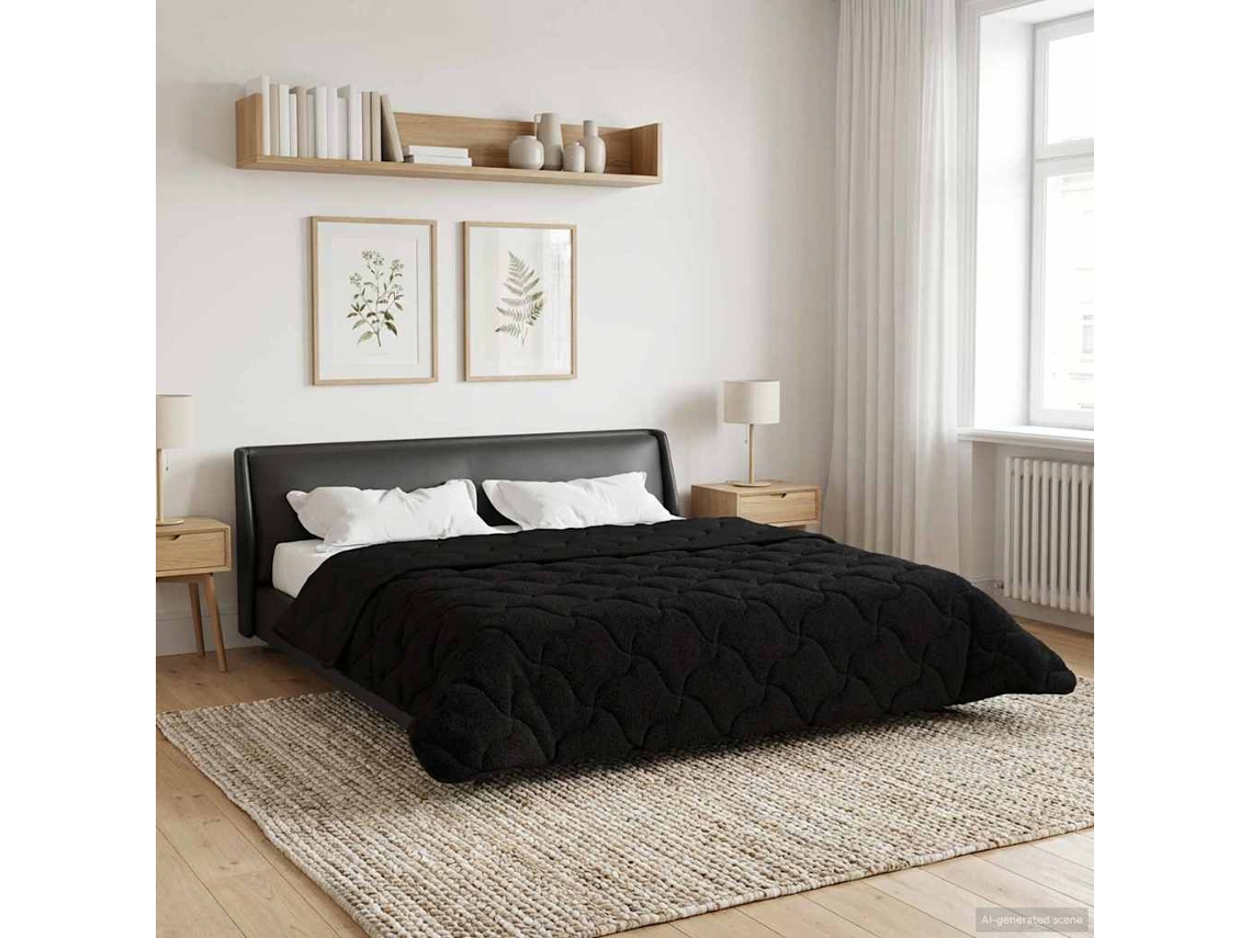 Vidaxl Edredom De Verão Simples 200 X 240 Cm Verão Preto Respirável