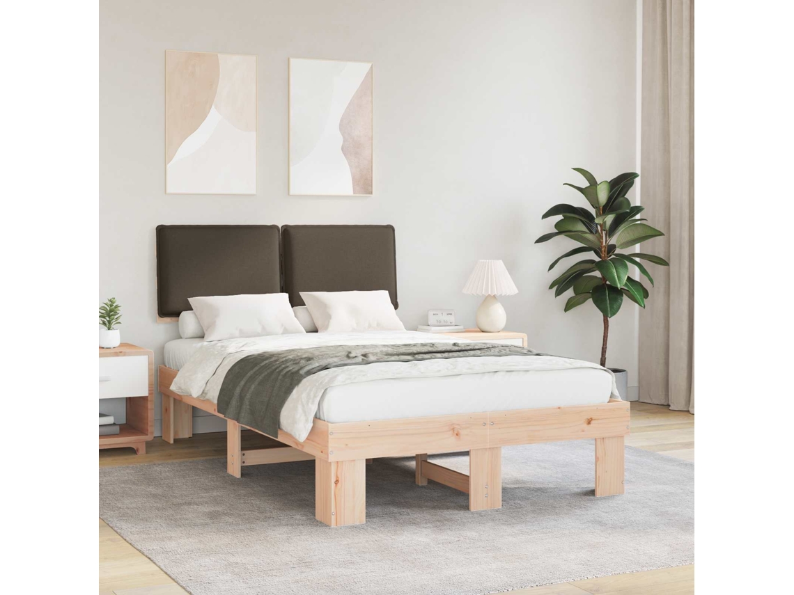 Vidaxl Estrutura de Cama com Cabeceira Estofada Cinzento acastanhado