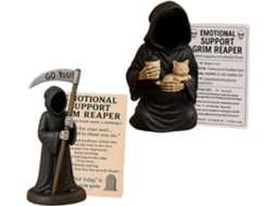 Escultura Gótica De Morte Emocional Com Xícara De Café E Gatos, Ideal Para Decoração Com Humor Negro Em Casa