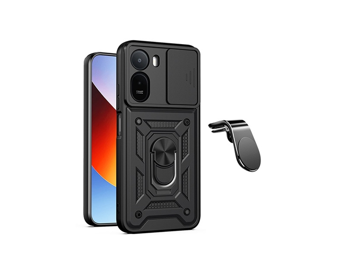 Kit Suporte L Capa Magnetic Slide Window Phonecare Para Xiaomi Redmi A7 Pro 4g - Preto