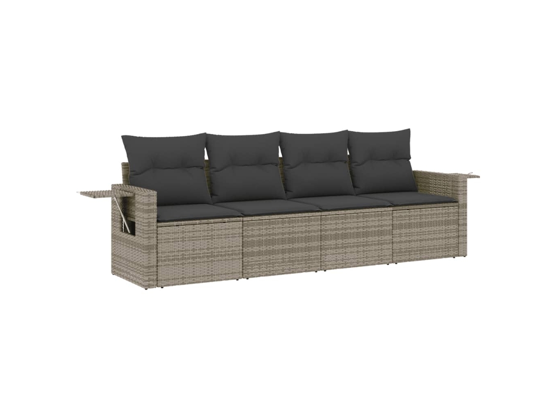 Conjunto de 4 Sofás de Jardim com Almofadões Vime Pe Cinzento MAISON EXCLUSIVE (4 pcs)