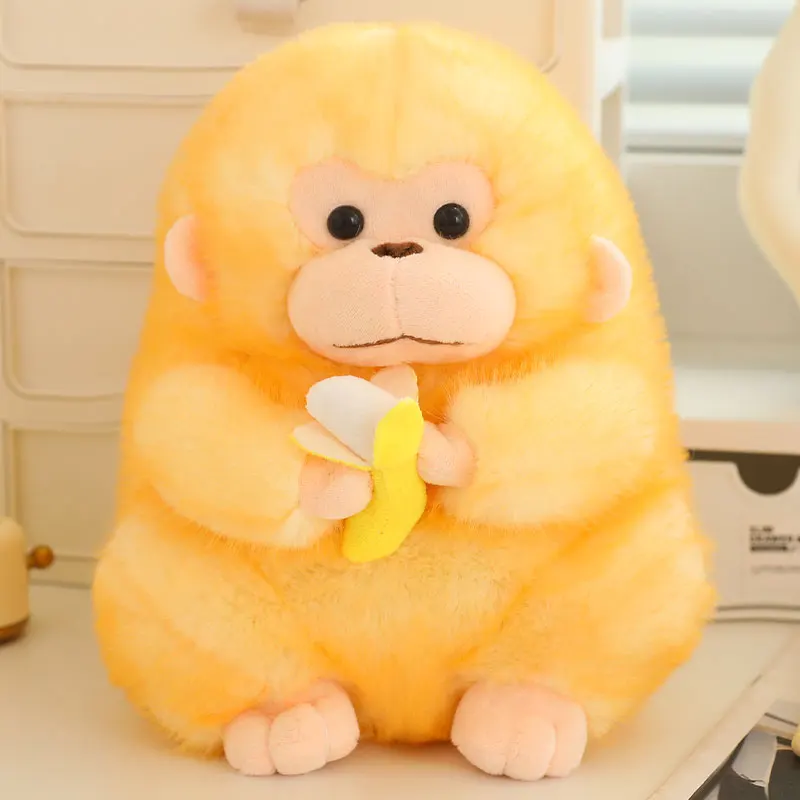 Macaco de Pelúcia Dourado Super Fofo, Segurando uma Banana, um Brinquedo de Pelúcia Adorável. MDUG (amarelo, 30cm)