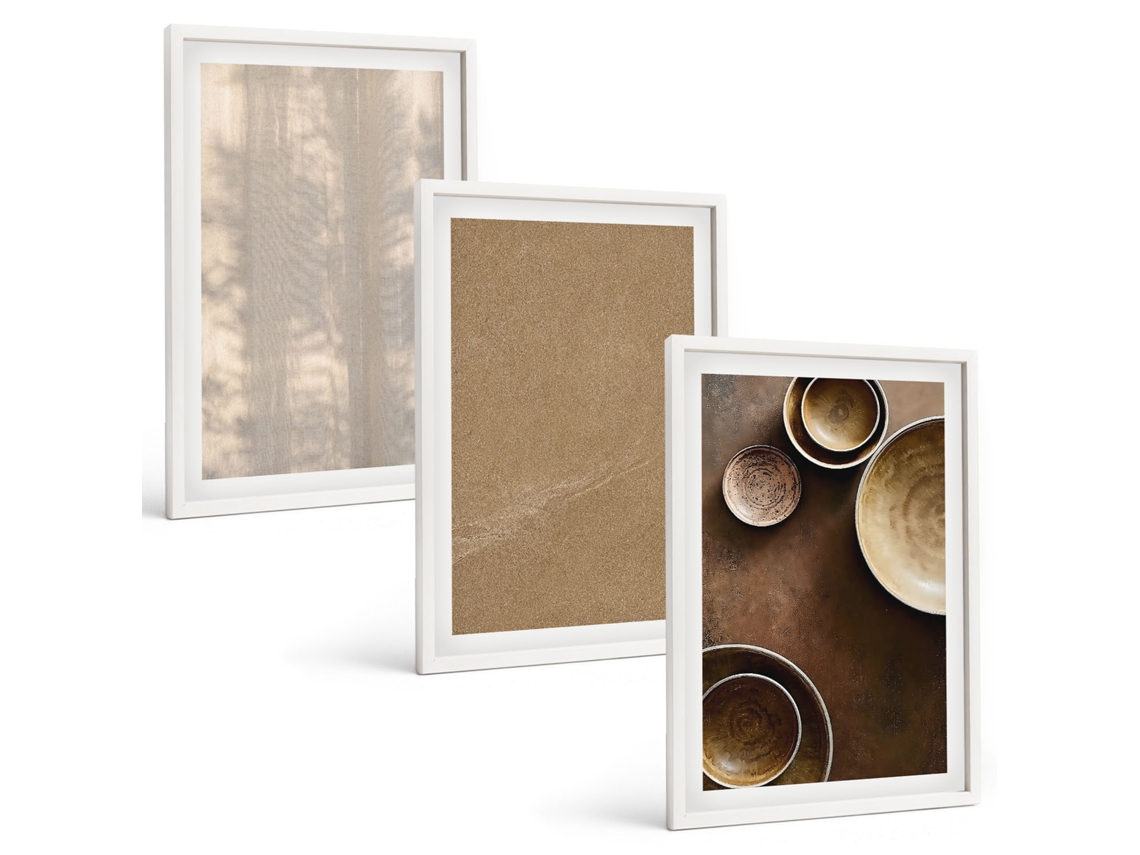 Conjunto De Pinturas Estruturas Com Texturas Minimalistas Espelharte (3 Peças 40x60 Cm)