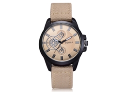 Reloj Deportivo Casual Para Hombre De Cuarzo Con Correa De Lona Y Números Romanos (beige)
