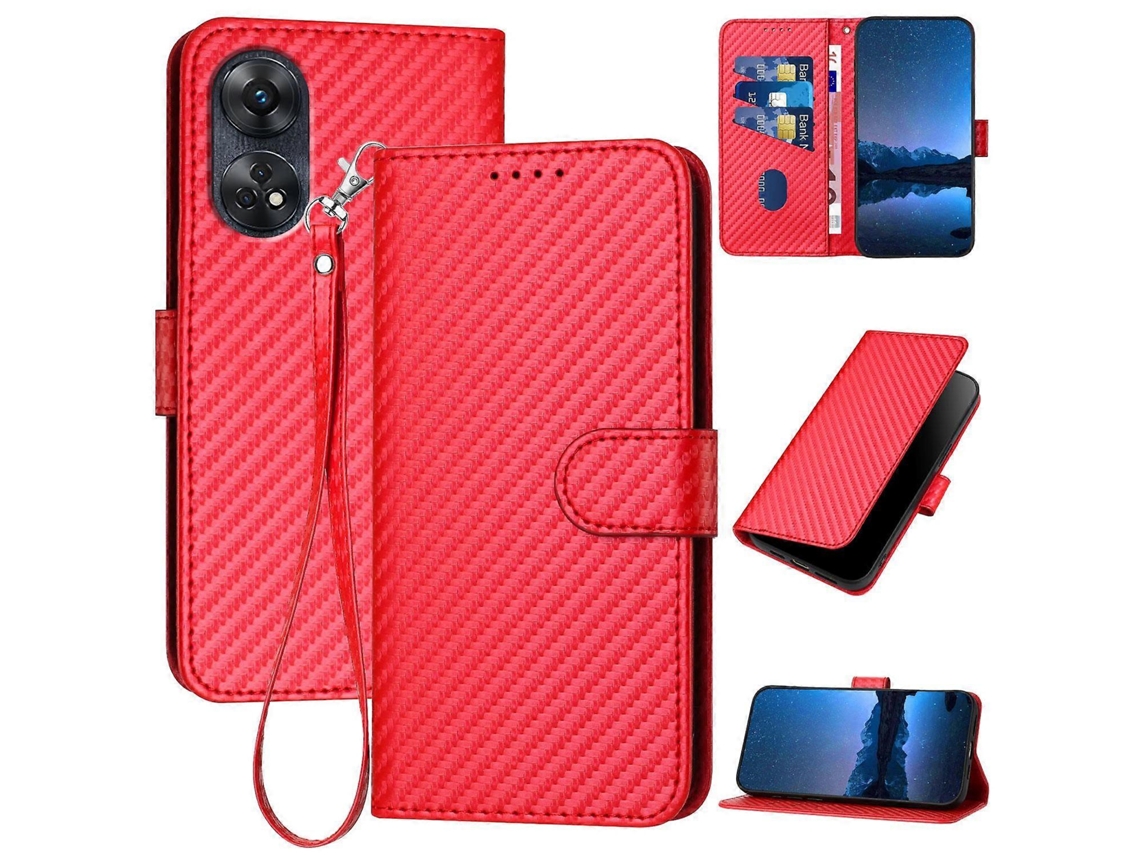 Capa De Celular De Couro Com Fivela De Fibra De Carbono E Cordão Yx0070