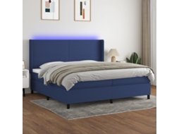 Vidaxl Cama Box Spring C/ Colchão E Led 200x200 Cm Tecido Azul
