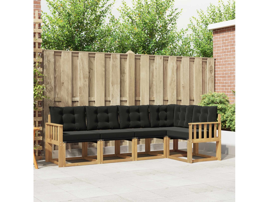 Vidaxl Conjunto De Sofás Para Exterior 5 Unid. Branco E Preto