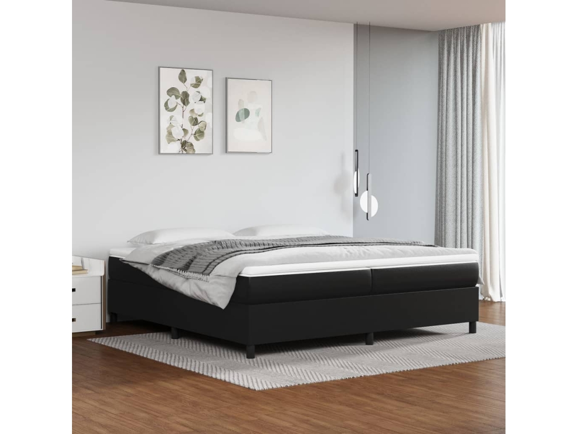 Vidaxl Estrutura de Cama com Molas 200x200 Cm Couro Artificial Preto