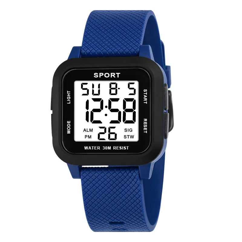 Relógio Digital MDUG masculino com funções de alarme, cronômetro e visor Led, resistente à água