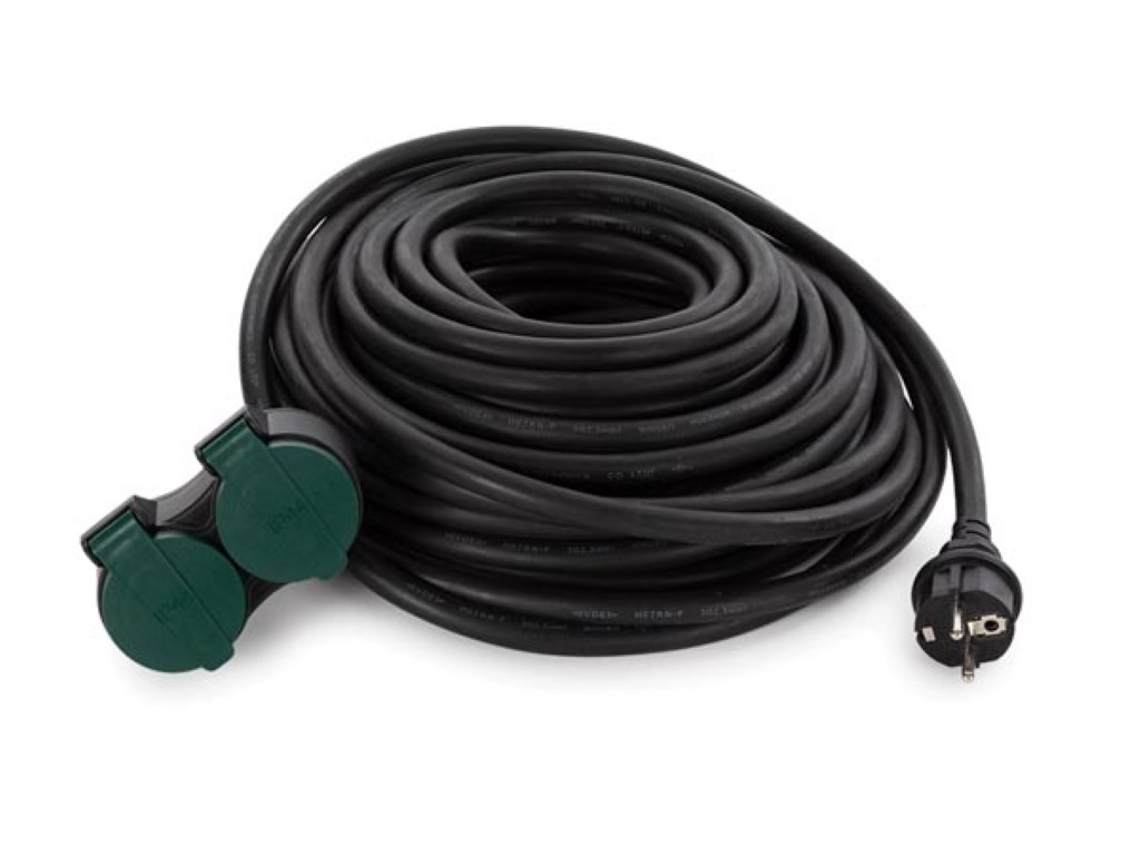 Cabo de Extensão Externo com 2 Tomadas 20 M Preto 3G2.5 Schuko VELLEMAN