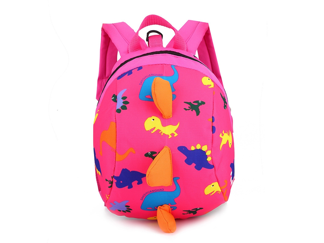 Mochila Infantil Fofa Com Estampa De Dinossauro E Cinto De Segurança Com Coleira Slowmoose (rosa)