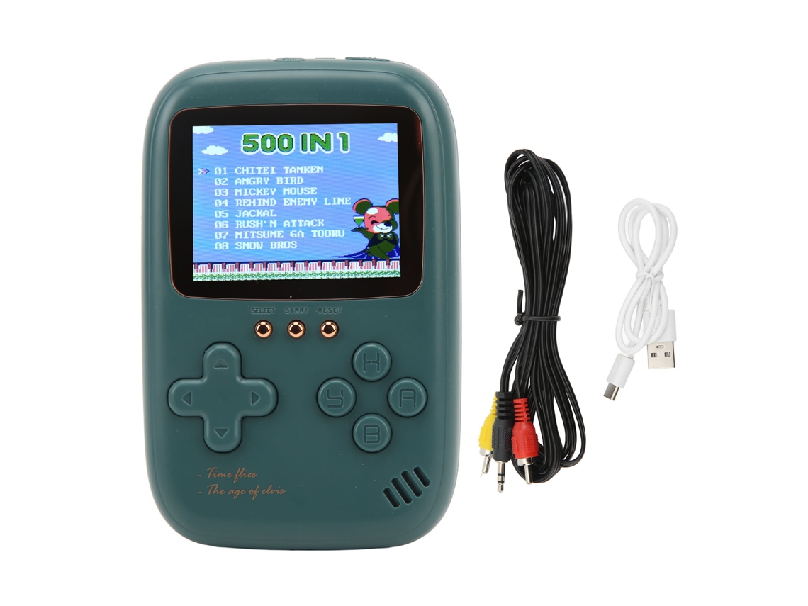 Mali console de Jogos Portátil Recarregável Retro com 10000mah e Múltiplos Jogos Verde