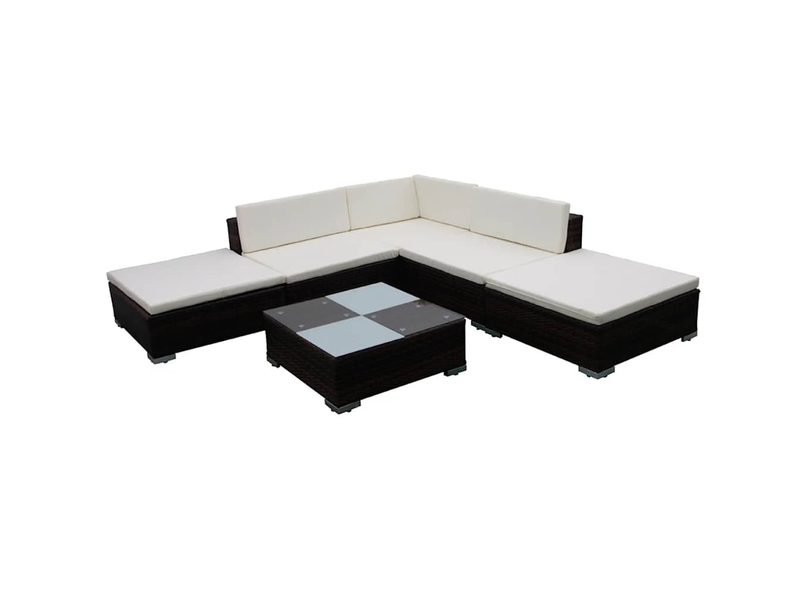Maison Exclusive - 6 Pcs Conjunto Lounge Jardim C/ Almofadões Vime Pe Castanho
