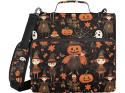 Pasta De Halloween Com Estampa Abóbora E Aranha, Fecho Com Alça, Vários Bolsos, 3, 8cm 1, 5 Polegadas, 3 Carimbos
