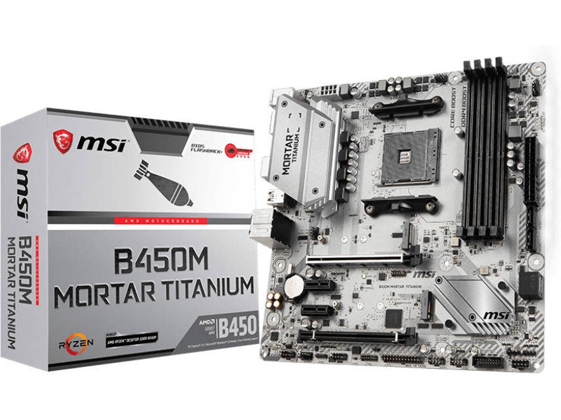 Motherboard MSI B450M Mortar Titanium (Socket AM4 - AMD B450 - Micro ATX)