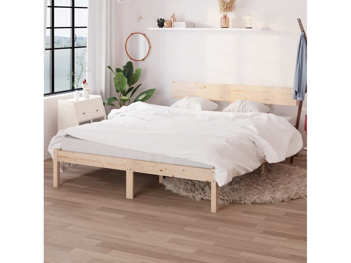 Vidaxl Estrutura De Cama King 150x200 Cm Pinho Maciço