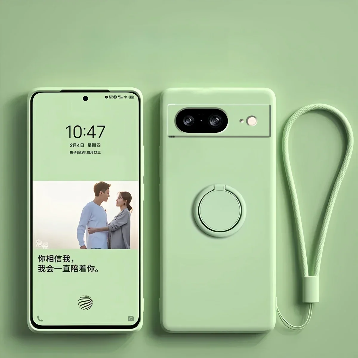 (verde, Google Pixel 8) Capa De Celular Em Silicone Líquido Macio Com Suporte De Anel Magnético E Proteção Contra Impactos.