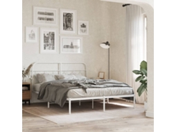 Vidaxl Estrutura De Cama Com Cabeceira 140x190 Cm Metal Branco