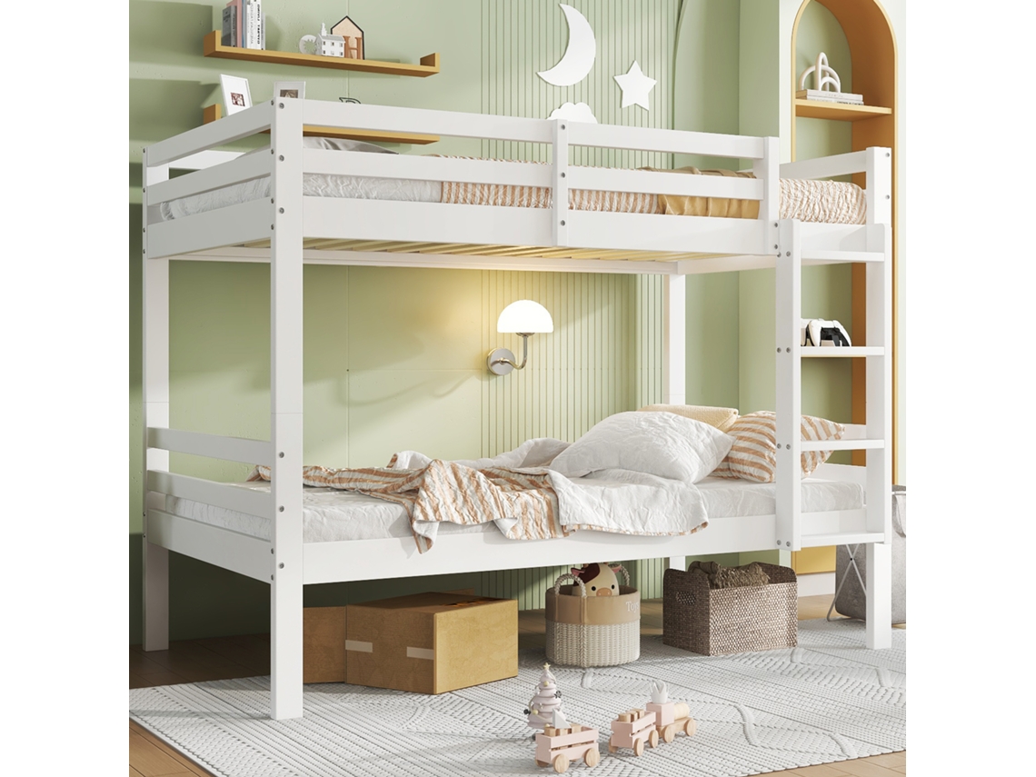 Beliche Infantil 90x200cm Com Escada 3 Níveis, Proteção Antiqueda, Separável Em 2 Camas Individuais