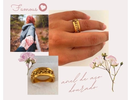 Anel em Aço Cod. A8 Dourado Tam. 16 a 21 Tam. 17