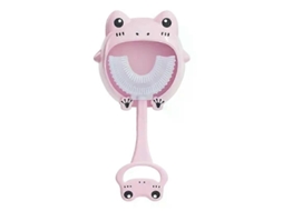 Escova de Dentes Infantil em Formato U com Desenho Animal, para Bebês Limpeza Bucal 360 Graus e Mordedor Silicone. GOKOCO
