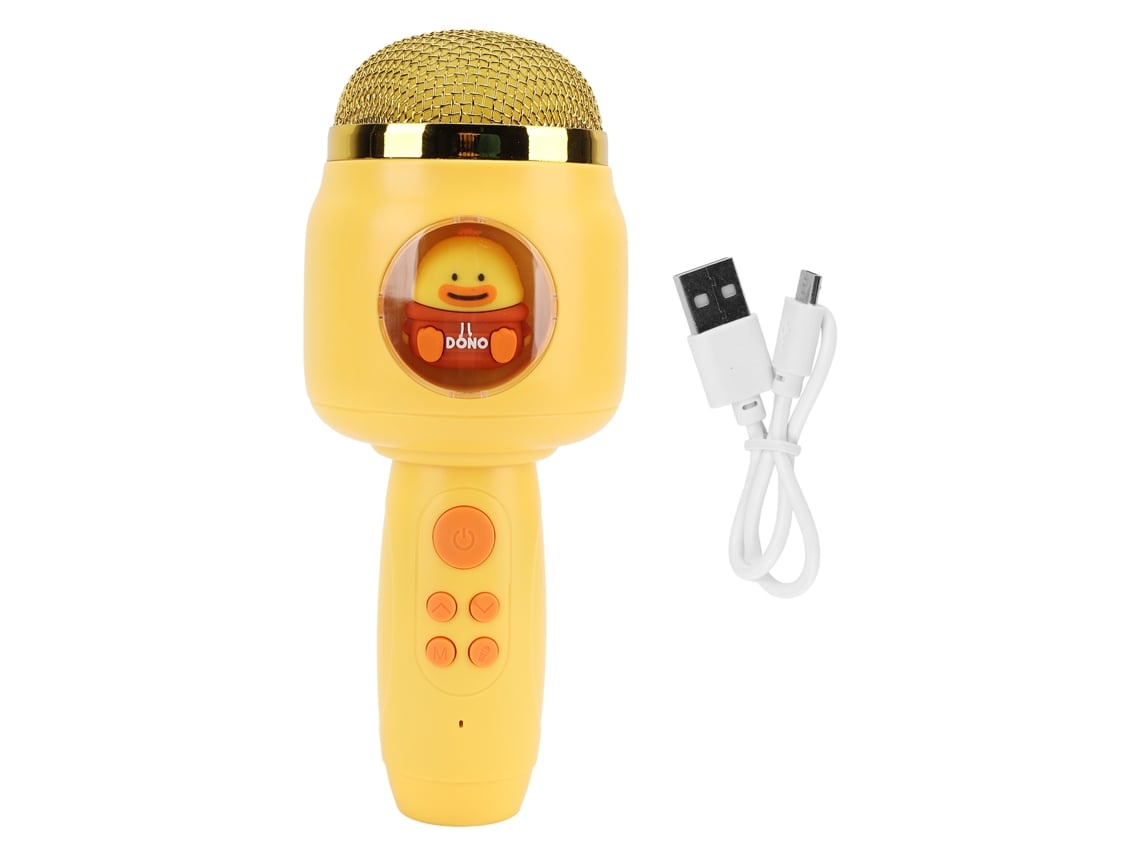 Ats micrófono Inalámbrico Bluetooth para Niños, Lindo Micrófono de Mano para Fiesta Hogareña Amarillo