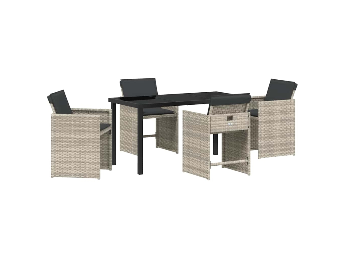 Conjunto de Jantar para Jardim 5 Pcs - Móveis de Jardim para Refeição Cinza claro Vime Pe HARLANV1