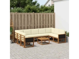 Vidaxl Conjunto De Sofás Para Exterior 10 Pcs Natural E Creme