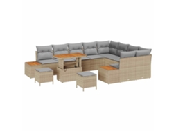 Maison Exclusive - Conjunto De Sofá De Jardim 12 Pcs Bege Rattan Sintético