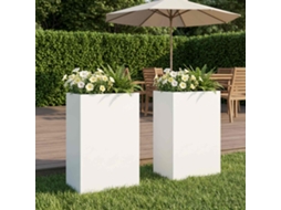 Vidaxl Vaso De Jardim 2 Unid. Branco 40 X 30 X 75 Cm