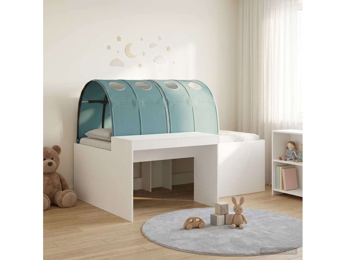 Vidaxl Cama Com Túnel 4 Unid. Branco E Azul-claro Derivados De Madeira