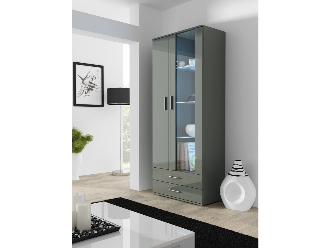 Cama Expositor Soho S6 2d2s Cinza/cinza Brilho Cama Meble