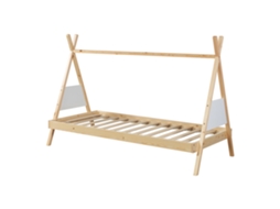 Cama de Criança Siikajoki Tipi Estrutura Madeira de Pinho 90X200 Cm Natural/Branco [EN.CASA]