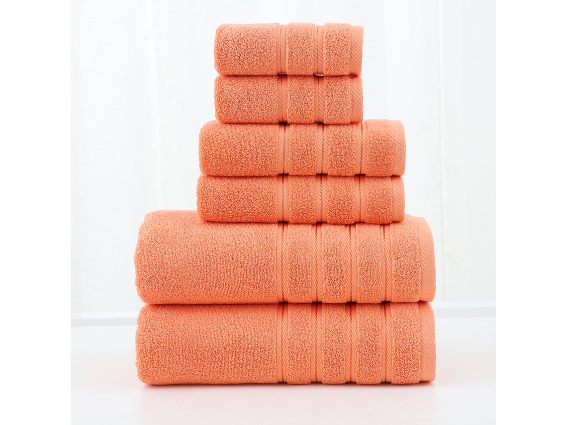 6 Pcs Toalhas, Toalha De Banho Macia E Absorvente (laranja) Cuich