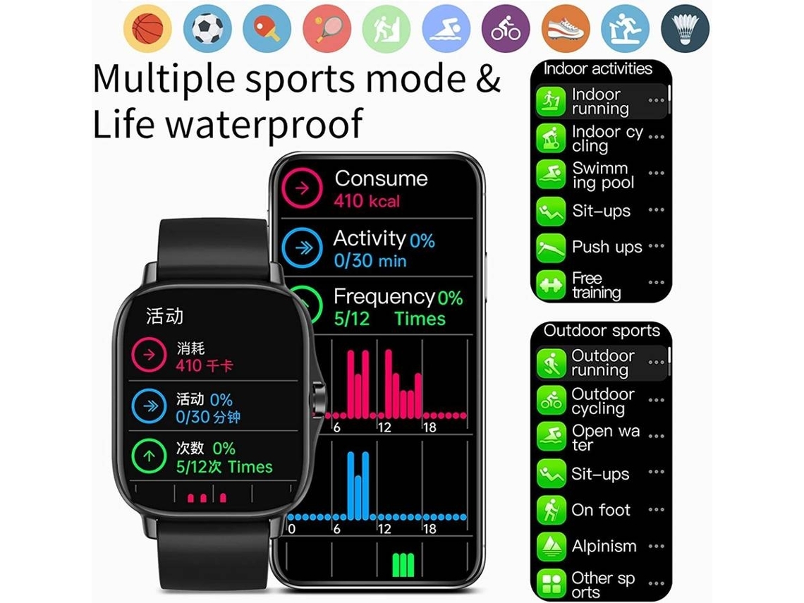 Smartwatch VEANXIN I18 Preto