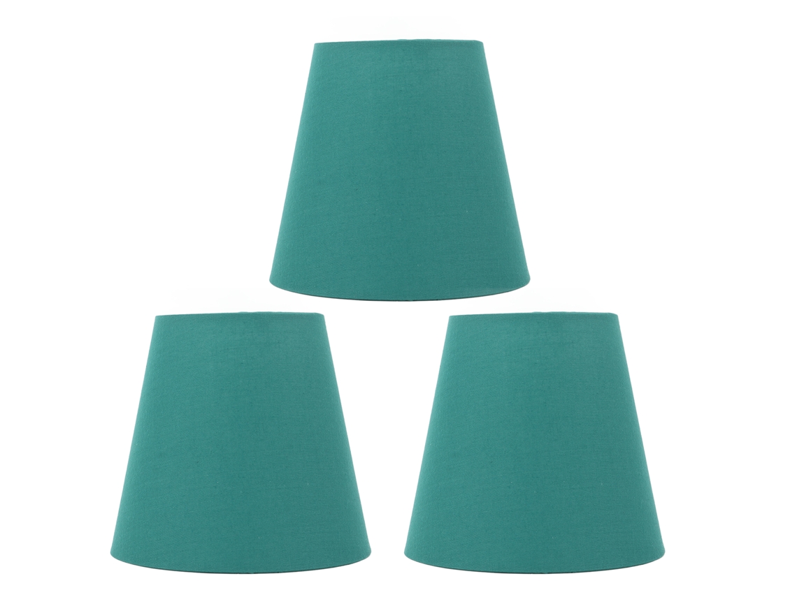 Conjunto de 3 Abajures de Tecido Moderno com Capa Anti poeira Verde Escura para Quarto