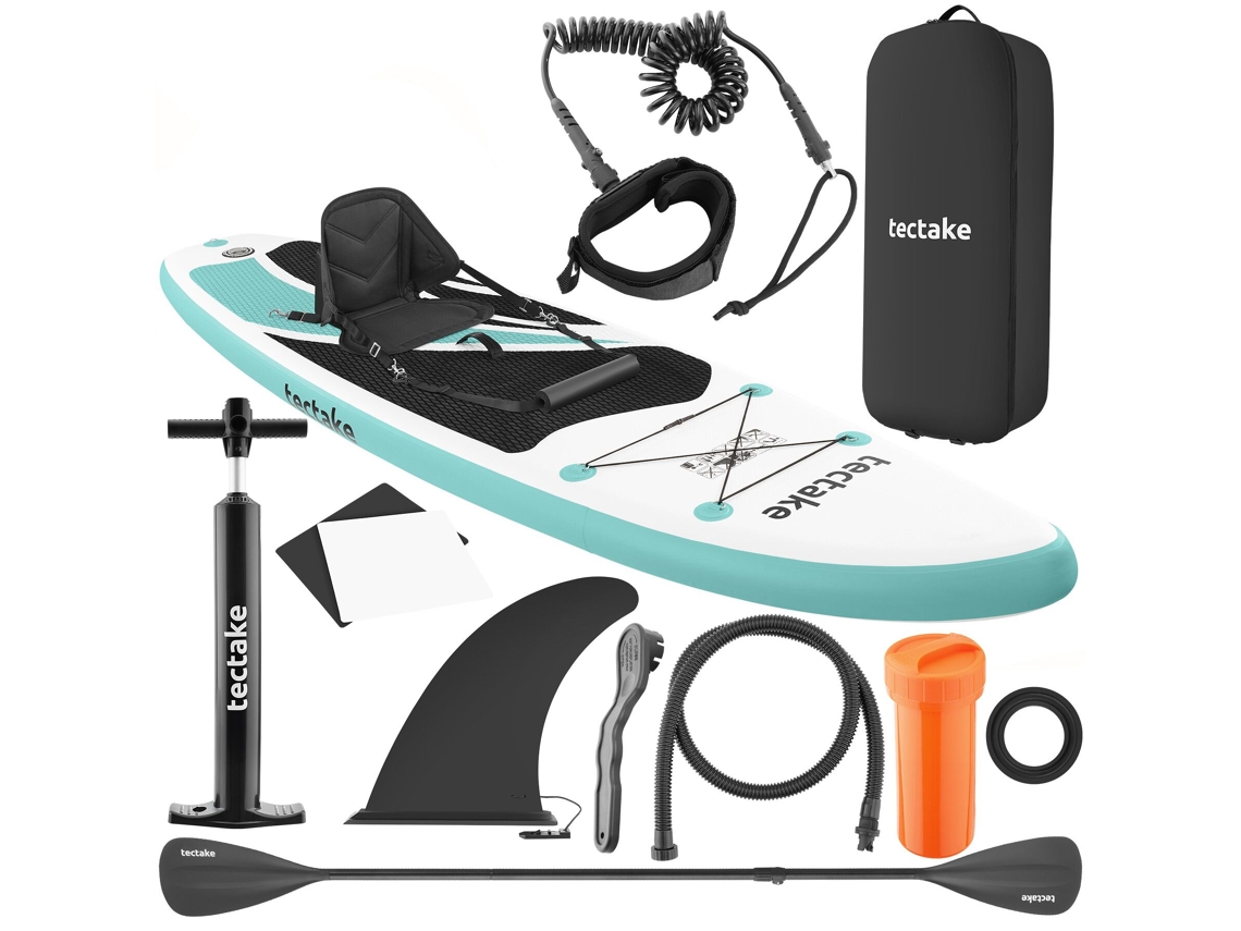 Tectake Prancha De Stand-up Paddle 2 Em 1, 320 Cm, Insuflável, Conjunto Completo, Branco/turquesa