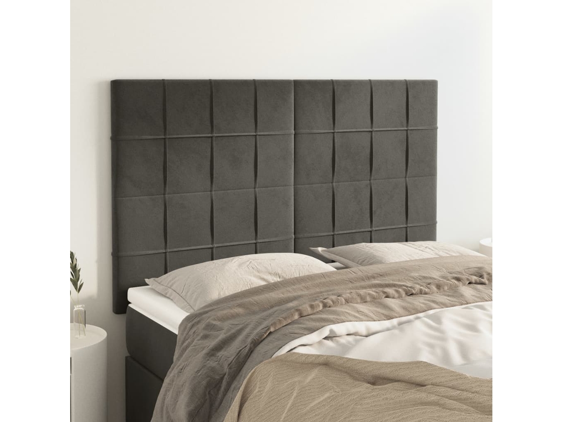 Vidaxl Cabeceira Cinza Escuro 144x5x118/128 Cm Veludo