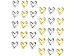 Zerodeko Conjunto De 36-tachinhas Em Formato Coração Metal Dourado E Prateado Para Quadros Cortiça, Tachinhas