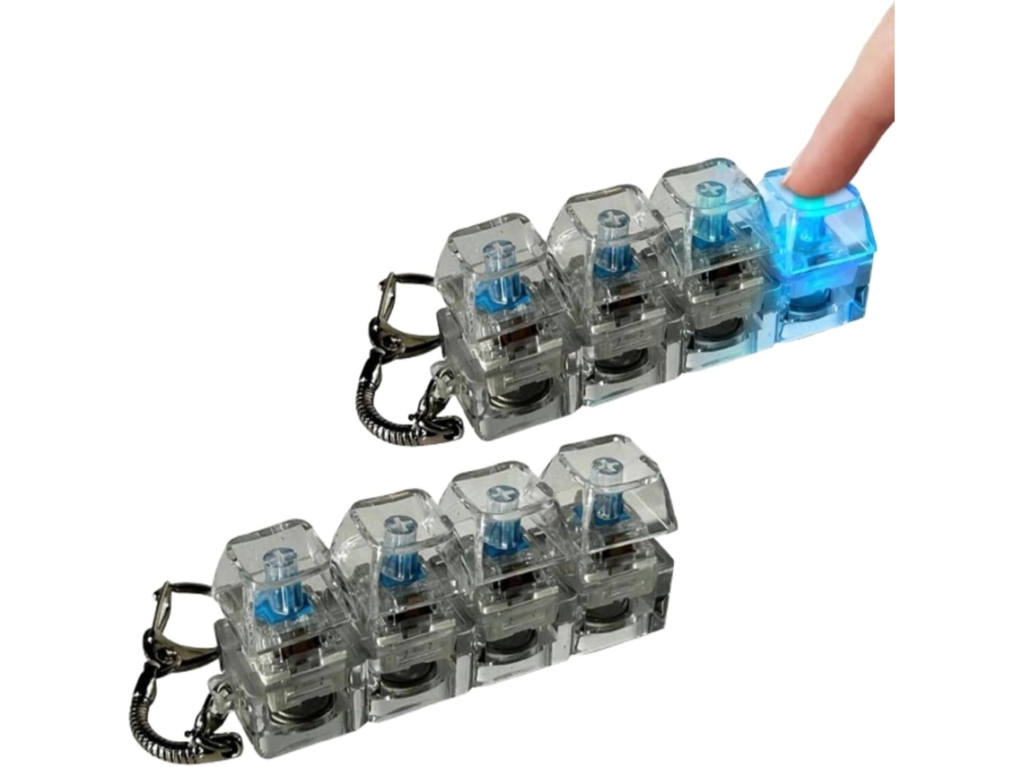 Conjunto 2 Porta Chaves Botões - Chaveiro - Brinquedo Anti Stress - Led - Plástico - Transparente