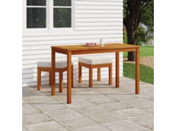 Conjunto 3 Peças Jantar P/ Jardim C/ Almofadões Acácia Maciça Dkd Home Decor