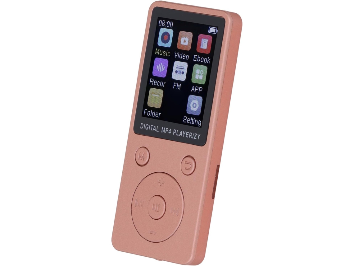 Reprodutor de MP3/MP4, Bluetooth 5.0, Tela de 5 polegadas (Dourado), Alto-falante portátil com HiFi, Conectores de 1,8 mm