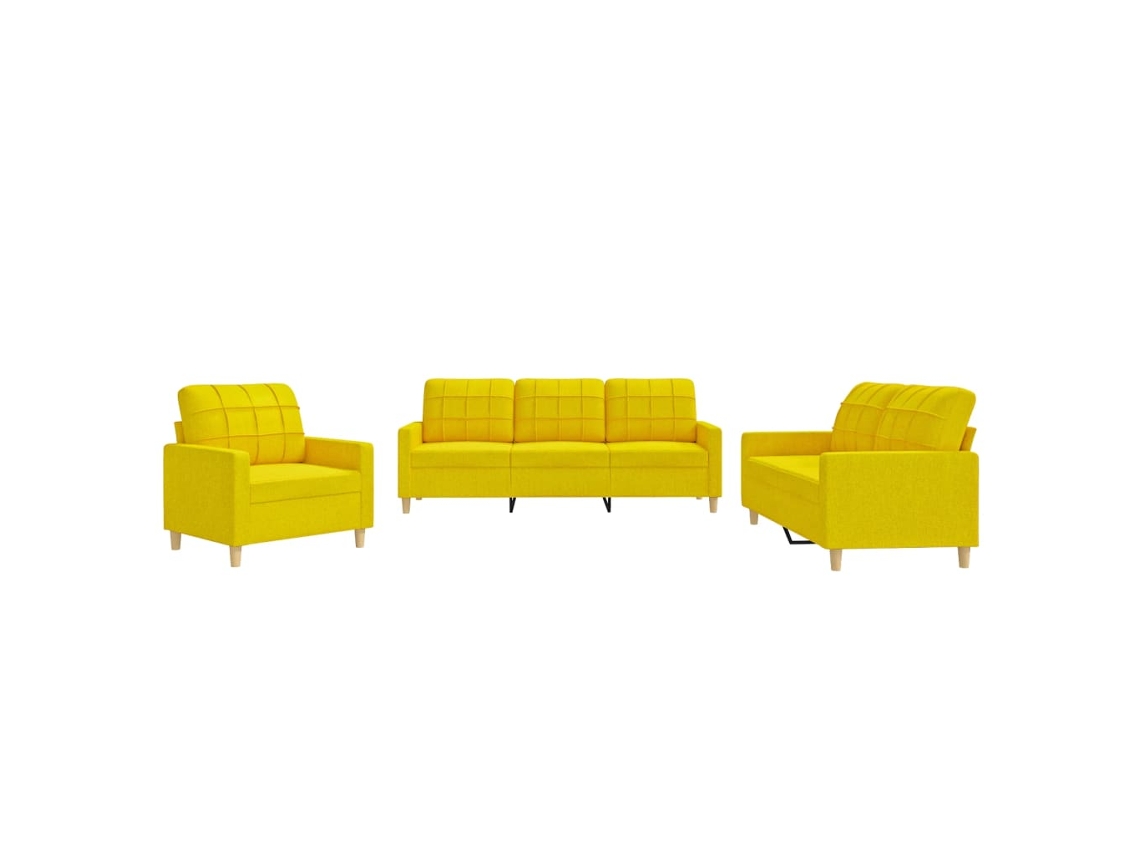 Conjunto de Sofás com Almofadões Tecido Amarelo claro MAISON EXCLUSIVE