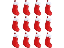 Conjunto De 12 Meias De Natal Vermelhas De Feltro, 38 Cm , Para Lembrancinhas, Decorao Natalina E Presentes. Hengjian (15)