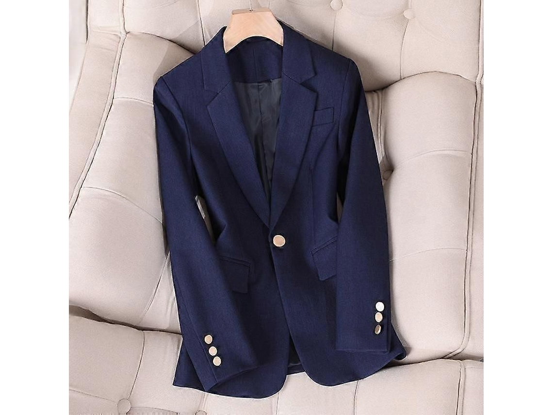 Blazer feminino, estilo profissional, outono/inverno, tamanhos P-4XG, azul marinho, modelagem slim, tamanho P, azul marinho
